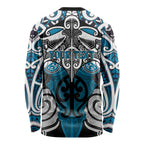Personalised Maori Ngati Porou Long Sleeve Shirt Silver Fern Kowhaiwhai Art