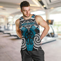 Personalised Maori Ngati Porou Men Tank Top Silver Fern Kowhaiwhai Art