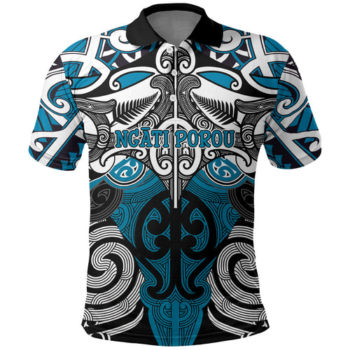 Personalised Maori Ngati Porou Polo Shirt Silver Fern Kowhaiwhai Art