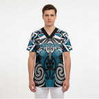 Personalised Maori Ngati Porou Scrub Top Silver Fern Kowhaiwhai Art