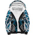 Personalised Maori Ngati Porou Sherpa Hoodie Silver Fern Kowhaiwhai Art