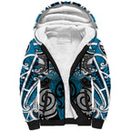 Personalised Maori Ngati Porou Sherpa Hoodie Silver Fern Kowhaiwhai Art