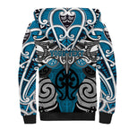 Personalised Maori Ngati Porou Sherpa Hoodie Silver Fern Kowhaiwhai Art