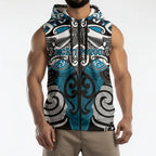 Personalised Maori Ngati Porou Sleeveless Zip Hoodie Silver Fern Kowhaiwhai Art