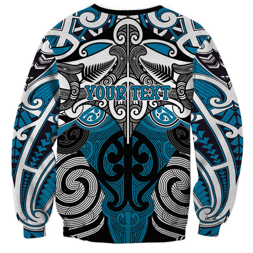Personalised Maori Ngati Porou Sweatshirt Silver Fern Kowhaiwhai Art