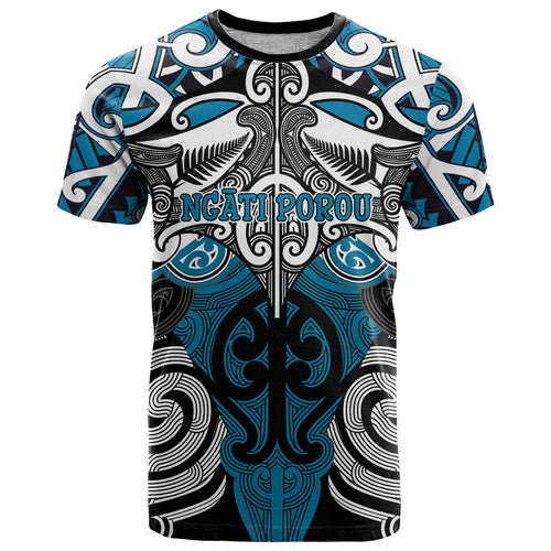Personalised Maori Ngati Porou T Shirt Silver Fern Kowhaiwhai Art