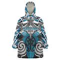 Personalised Maori Ngati Porou Wearable Blanket Hoodie Silver Fern Kowhaiwhai Art