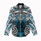 Personalised Maori Ngati Porou Women Casual Shirt Silver Fern Kowhaiwhai Art