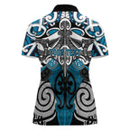 Personalised Maori Ngati Porou Women Polo Shirt Silver Fern Kowhaiwhai Art