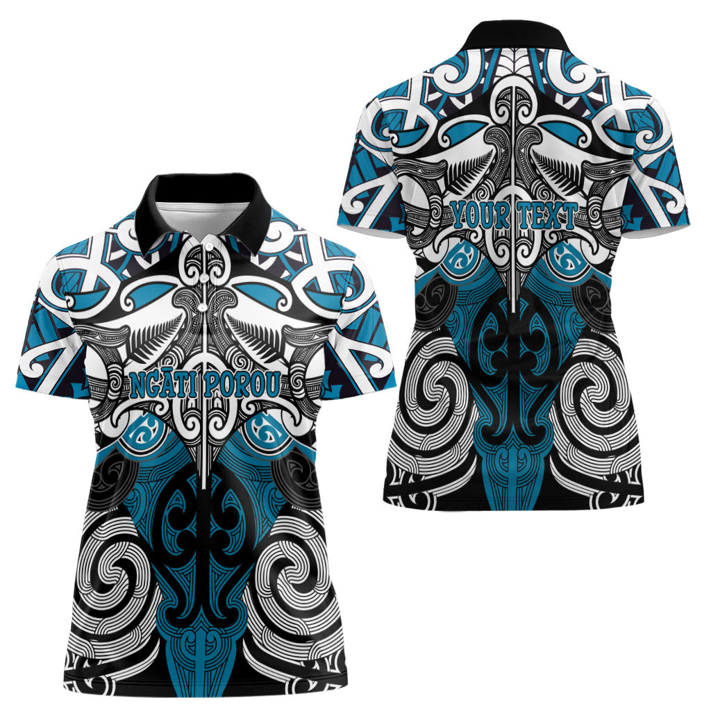 Personalised Maori Ngati Porou Women Polo Shirt Silver Fern Kowhaiwhai Art