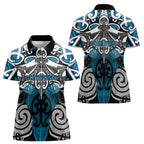 Personalised Maori Ngati Porou Women Polo Shirt Silver Fern Kowhaiwhai Art