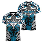 Personalised Maori Ngati Porou Women V-Neck T-Shirt Silver Fern Kowhaiwhai Art