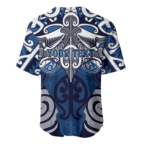 Personalised Maori Ngati Tuwharetoa Baseball Jersey Silver Fern Kowhaiwhai Art