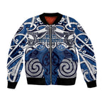 Personalised Maori Ngati Tuwharetoa Bomber Jacket Silver Fern Kowhaiwhai Art