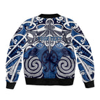 Personalised Maori Ngati Tuwharetoa Bomber Jacket Silver Fern Kowhaiwhai Art