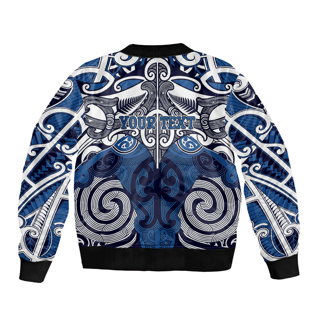 Personalised Maori Ngati Tuwharetoa Bomber Jacket Silver Fern Kowhaiwhai Art