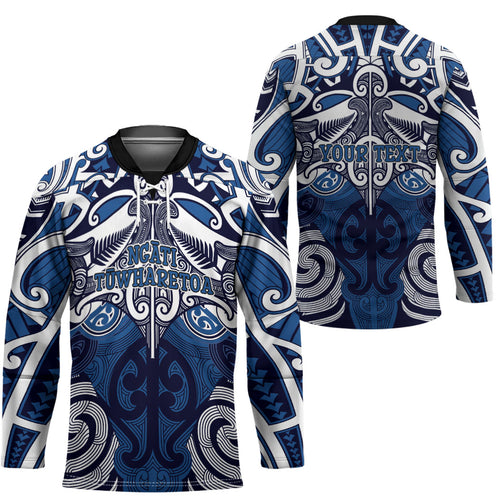 Personalised Maori Ngati Tuwharetoa Hockey Jersey Silver Fern Kowhaiwhai Art