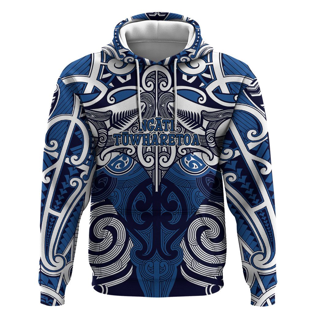 Personalised Maori Ngati Tuwharetoa Hoodie Silver Fern Kowhaiwhai Art
