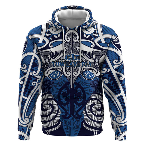 Personalised Maori Ngati Tuwharetoa Hoodie Silver Fern Kowhaiwhai Art