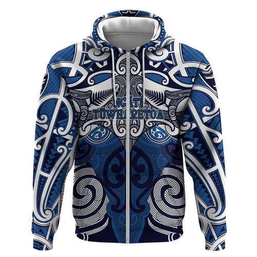 Personalised Maori Ngati Tuwharetoa Hoodie Silver Fern Kowhaiwhai Art