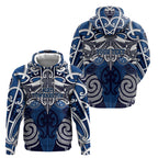 Personalised Maori Ngati Tuwharetoa Hoodie Silver Fern Kowhaiwhai Art