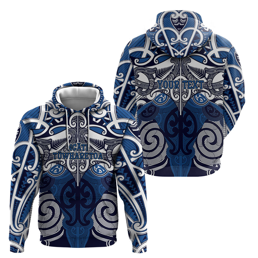Personalised Maori Ngati Tuwharetoa Hoodie Silver Fern Kowhaiwhai Art