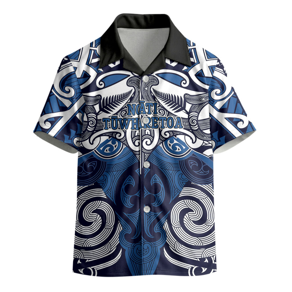 Personalised Maori Ngati Tuwharetoa Kid Hawaiian Shirt Silver Fern Kowhaiwhai Art