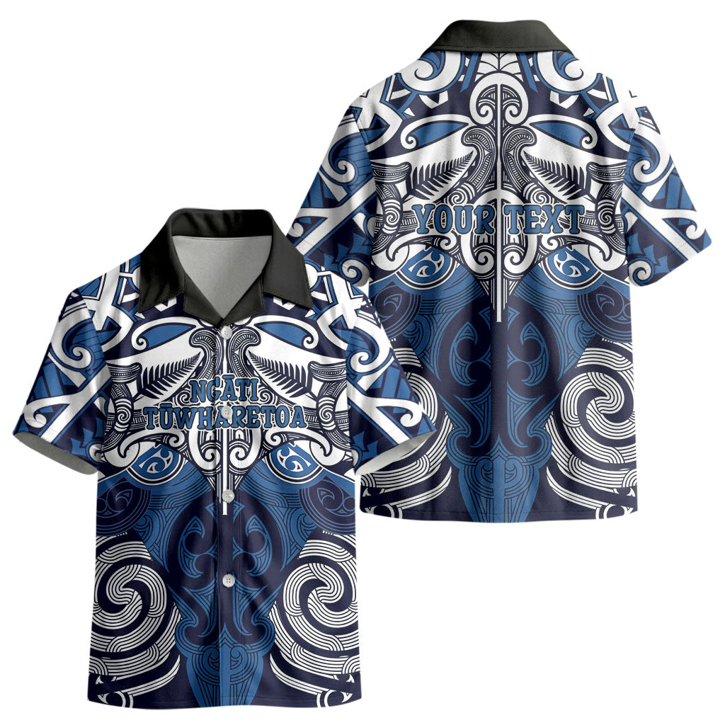 Personalised Maori Ngati Tuwharetoa Kid Hawaiian Shirt Silver Fern Kowhaiwhai Art