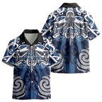Personalised Maori Ngati Tuwharetoa Kid Hawaiian Shirt Silver Fern Kowhaiwhai Art