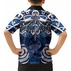 Personalised Maori Ngati Tuwharetoa Kid Hawaiian Shirt Silver Fern Kowhaiwhai Art