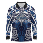 Personalised Maori Ngati Tuwharetoa Long Sleeve Polo Shirt Silver Fern Kowhaiwhai Art