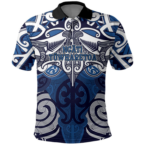 Personalised Maori Ngati Tuwharetoa Polo Shirt Silver Fern Kowhaiwhai Art