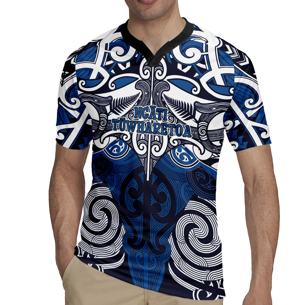 Personalised Maori Ngati Tuwharetoa Rugby Jersey Silver Fern Kowhaiwhai Art