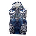 Personalised Maori Ngati Tuwharetoa Sleeveless Hoodie Silver Fern Kowhaiwhai Art