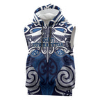 Personalised Maori Ngati Tuwharetoa Sleeveless Hoodie Silver Fern Kowhaiwhai Art