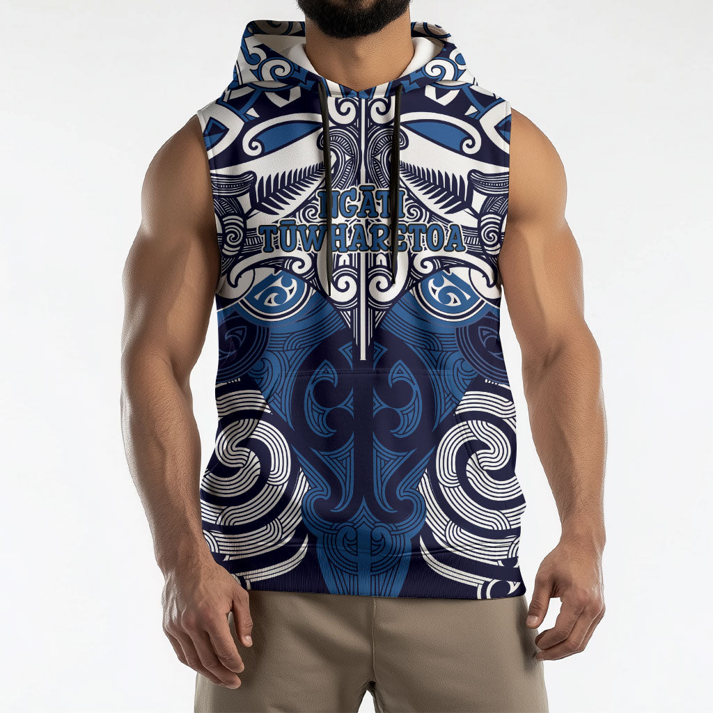 Personalised Maori Ngati Tuwharetoa Sleeveless Hoodie Silver Fern Kowhaiwhai Art