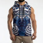 Personalised Maori Ngati Tuwharetoa Sleeveless Hoodie Silver Fern Kowhaiwhai Art