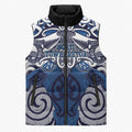 Personalised Maori Ngati Tuwharetoa Sleeveless Puffer Jacket Silver Fern Kowhaiwhai Art