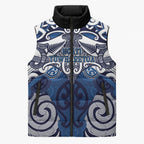 Personalised Maori Ngati Tuwharetoa Sleeveless Puffer Jacket Silver Fern Kowhaiwhai Art