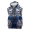 Personalised Maori Ngati Tuwharetoa Sleeveless Zip Hoodie Silver Fern Kowhaiwhai Art