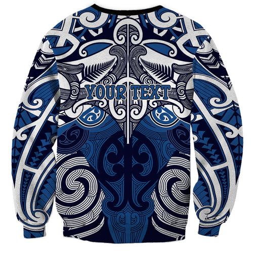 Personalised Maori Ngati Tuwharetoa Sweatshirt Silver Fern Kowhaiwhai Art