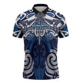 Personalised Maori Ngati Tuwharetoa Zipper Polo Shirt Silver Fern Kowhaiwhai Art