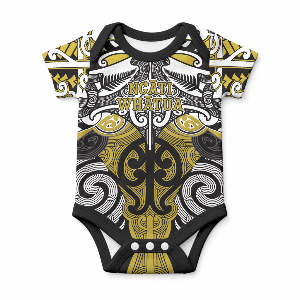 Personalised Maori Ngati Whatua Baby Onesie Silver Fern Kowhaiwhai Art