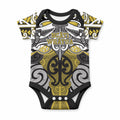 Personalised Maori Ngati Whatua Baby Onesie Silver Fern Kowhaiwhai Art