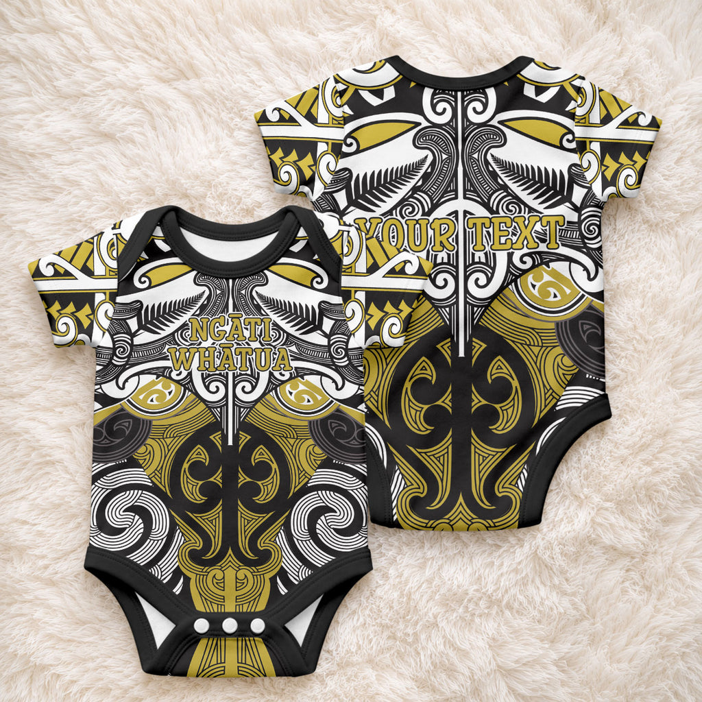 Personalised Maori Ngati Whatua Baby Onesie Silver Fern Kowhaiwhai Art