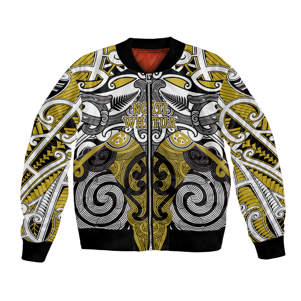 Personalised Maori Ngati Whatua Bomber Jacket Silver Fern Kowhaiwhai Art