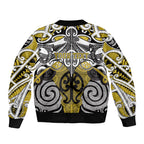 Personalised Maori Ngati Whatua Bomber Jacket Silver Fern Kowhaiwhai Art