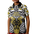 Personalised Maori Ngati Whatua Kid Polo Shirt Silver Fern Kowhaiwhai Art