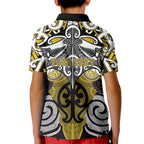 Personalised Maori Ngati Whatua Kid Polo Shirt Silver Fern Kowhaiwhai Art