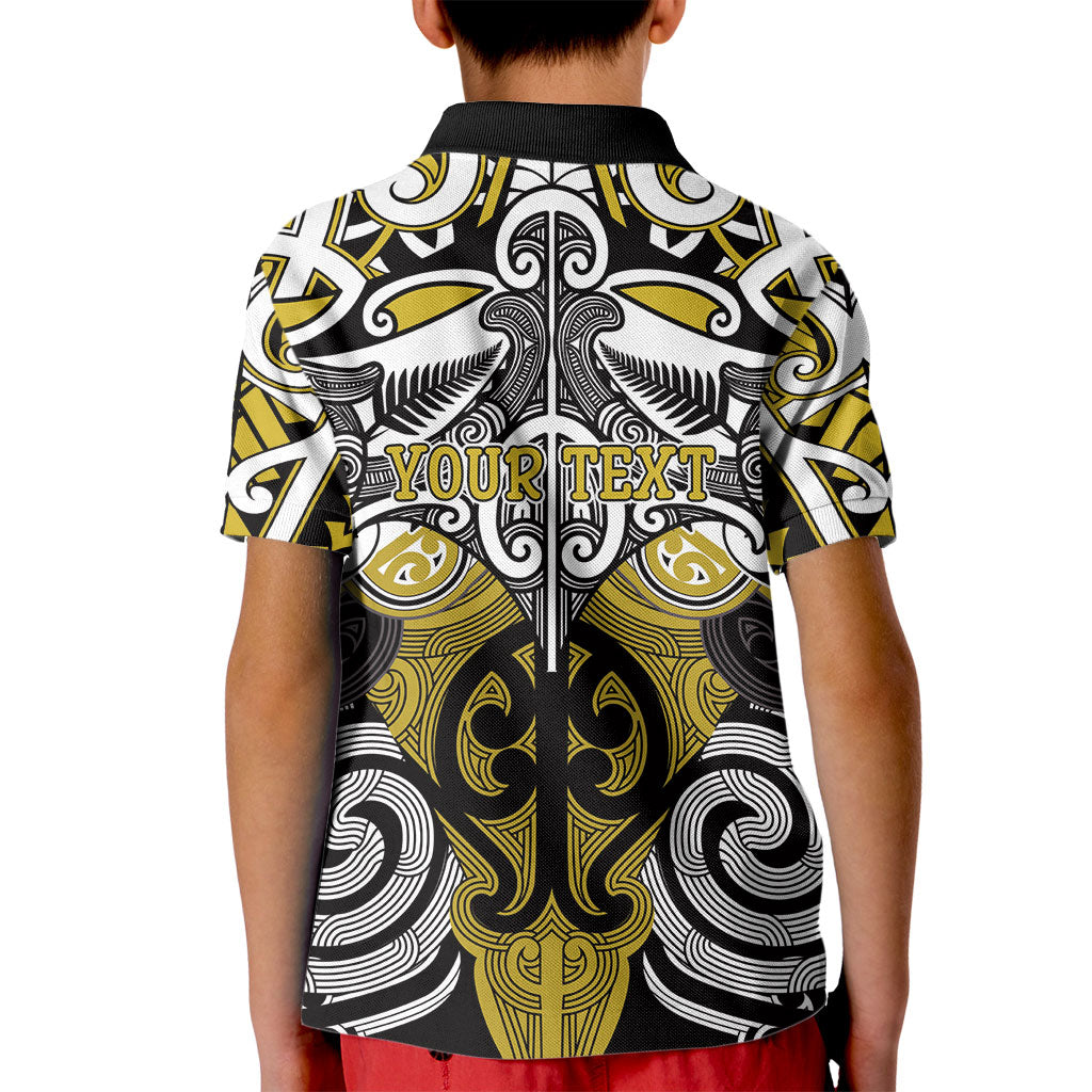 Personalised Maori Ngati Whatua Kid Polo Shirt Silver Fern Kowhaiwhai Art